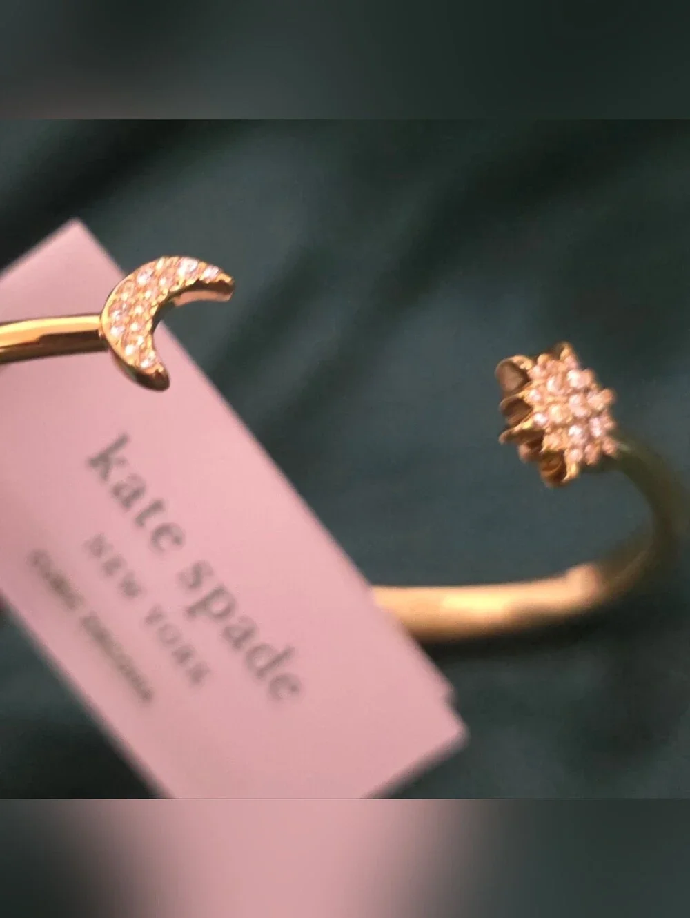 kate spade gold open cuff bracelet with crystal accents - Picture 2 of 3